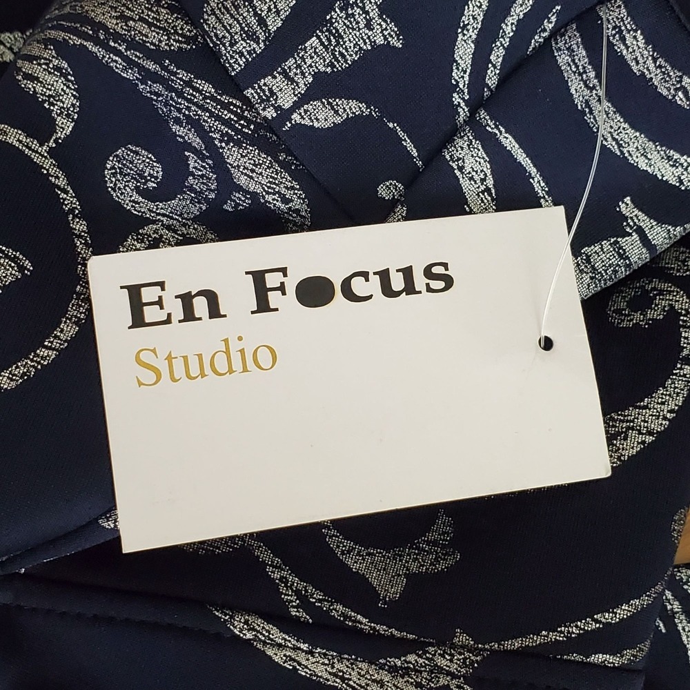 En Focus Studio Navy Blue Sleeveless Peplum Pencil Dress  Size 14 NWT - Picture 6 of 11